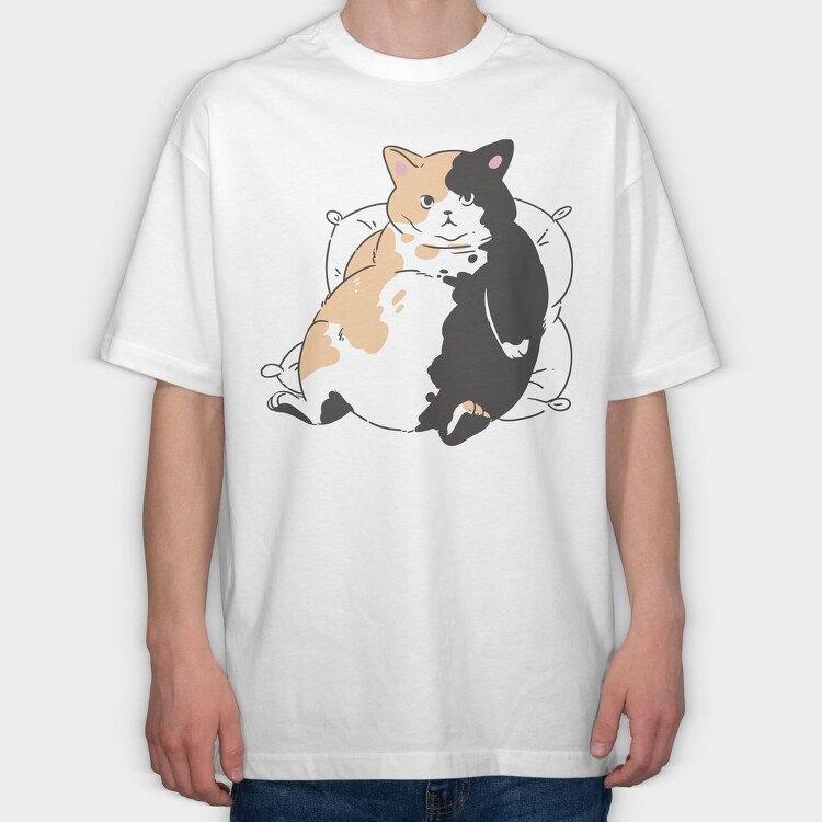 Fat Cat Resting, Tricou Oversize Barbati (Unisex)