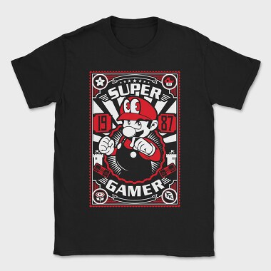 Super Gamer 1987 Mario, Tricou Barbati (Unisex)