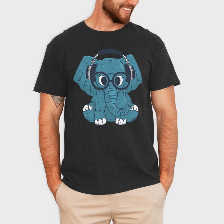 Elephant With Glasses, Tricou Barbati (Unisex)