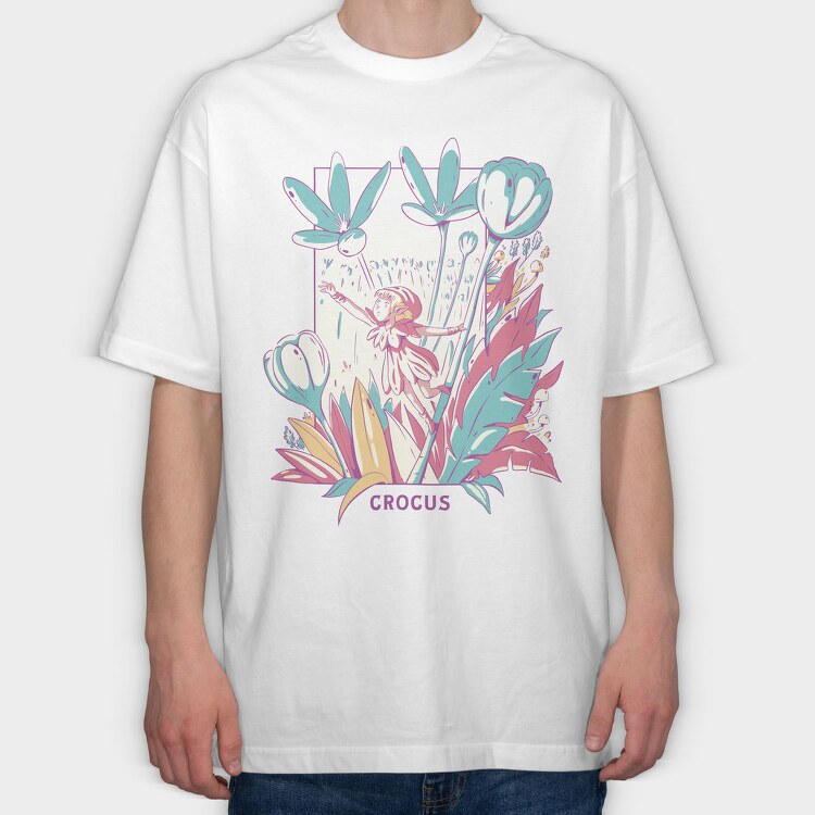 Fantasy Fairy In Flower Field Fairycore, Tricou Oversize Barbati (Unisex)