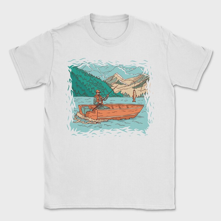 Fisherman In Boat, Tricou Barbati (Unisex)