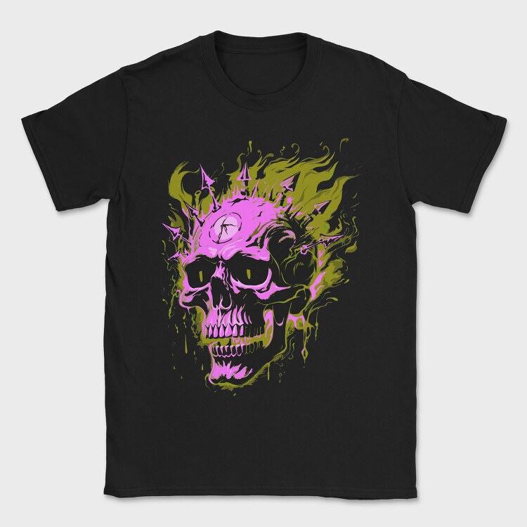 Flaming Punk Skull, Tricou Barbati (Unisex)