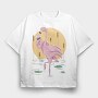 Flamingo Drinking Wine Cool, Tricou Oversize Barbati (Unisex)