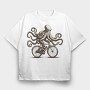 Octopus On Bicycle Ride, Tricou Oversize Barbati (Unisex)
