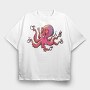 Octopus With Coffee Cups, Tricou Oversize Barbati (Unisex)