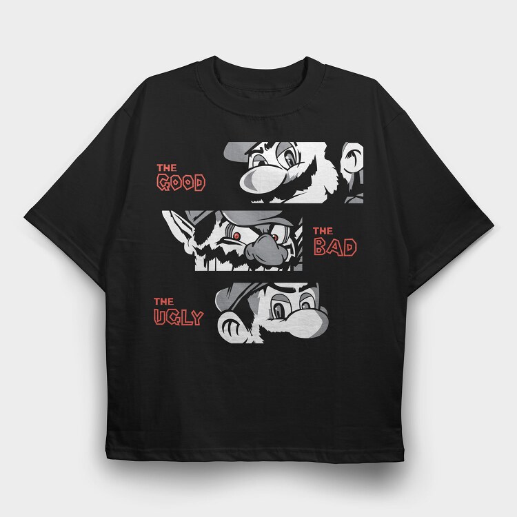 The Good the Bad the Ugly Mario, Tricou Oversize Barbati (Unisex)