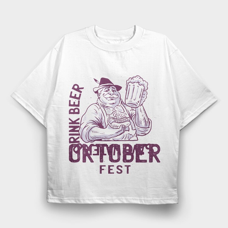 Oktoberfest Man With Beer Tote, Tricou Oversize Barbati (Unisex)