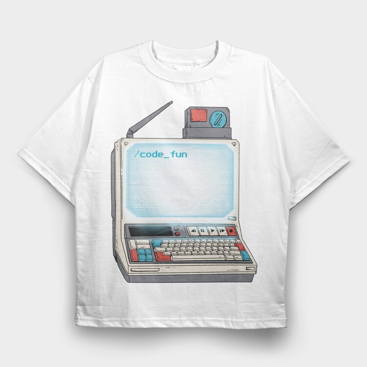 Old Computer Technology Code Fun, Tricou Oversize Barbati (Unisex)