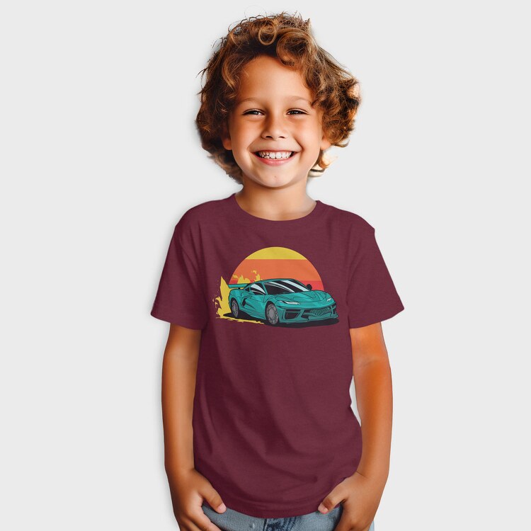 Racecar Retro Sunset, Tricou Copii