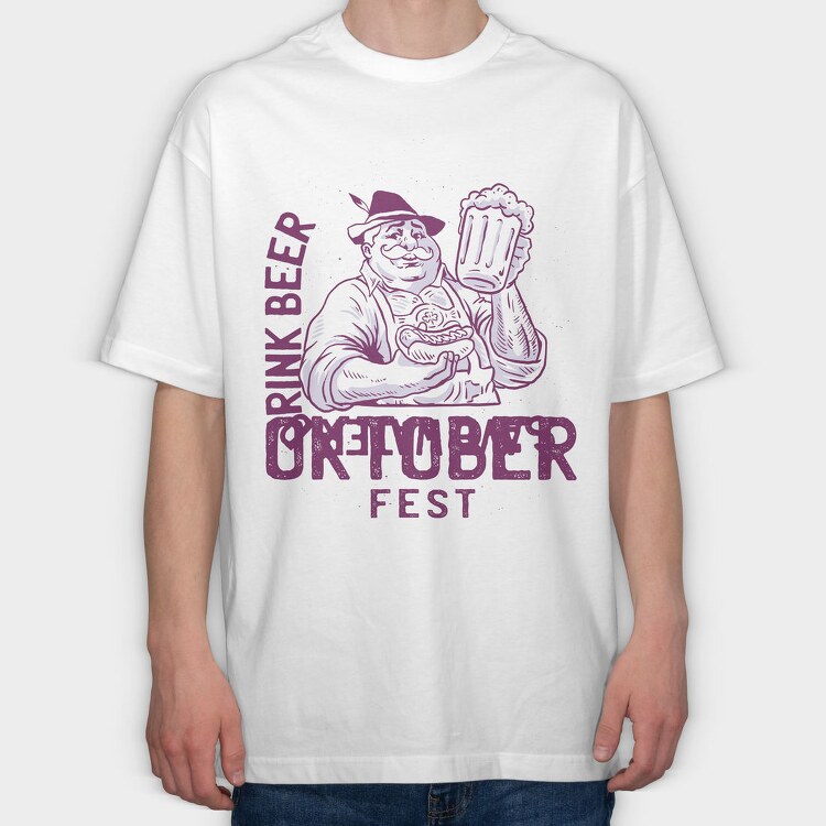 Oktoberfest Man With Beer Tote, Tricou Oversize Barbati (Unisex)