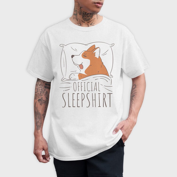 Official Sleep Shirt Corgi, Tricou Barbati (Unisex)