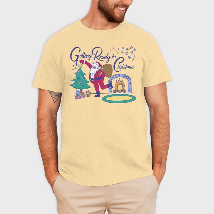Santa Getting Ready for Christmas, Tricou Barbati (Unisex)