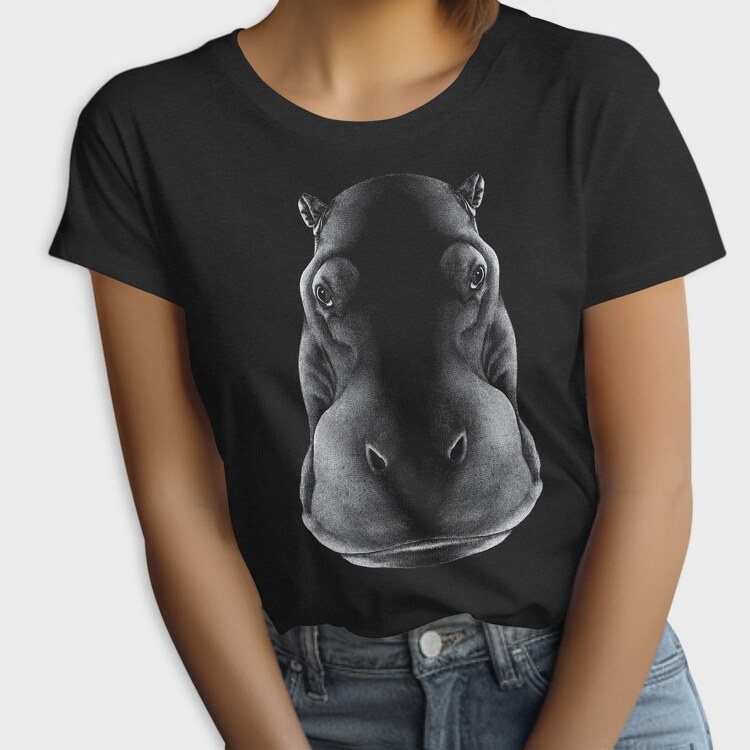 Monochrome Hippo Head, Tricou Femei