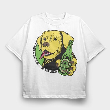 A Beer A Day Keeps Yhe Vet Away, Tricou Oversize Barbati (Unisex)