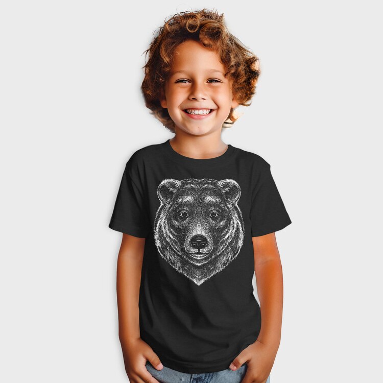 Monochrome Portrait Bear, Tricou Copii