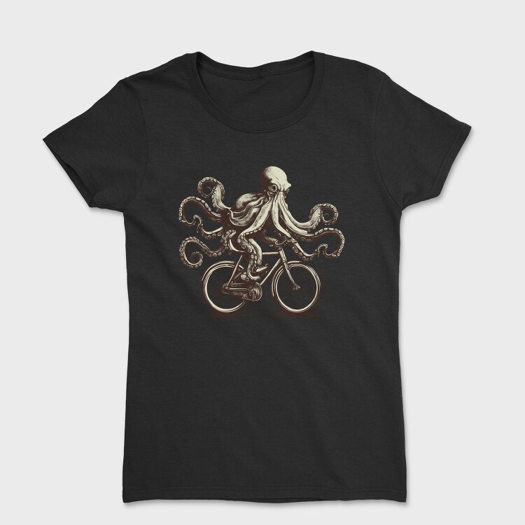 Octopus On Bicycle Ride, Tricou Femei