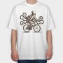 Octopus On Bicycle Ride, Tricou Oversize Barbati (Unisex)
