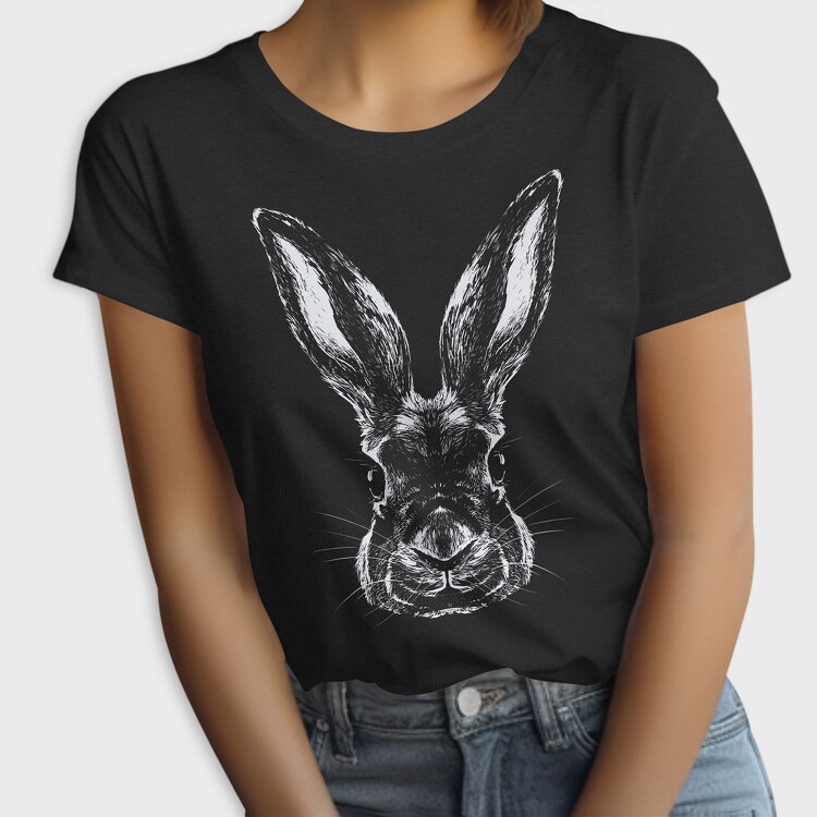 Monochrome Portrait Rabbit, Tricou Femei