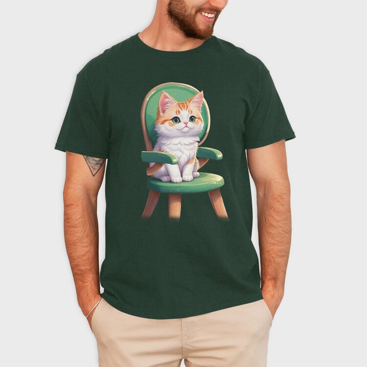 Sitting Cat on Chair, Tricou Barbati (Unisex)