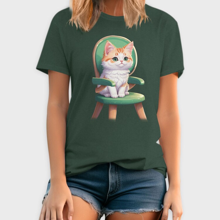 Sitting Cat on Chair, Tricou Barbati (Unisex)