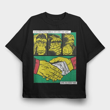 Monkey Money Comics, Tricou Oversize Barbati (Unisex)