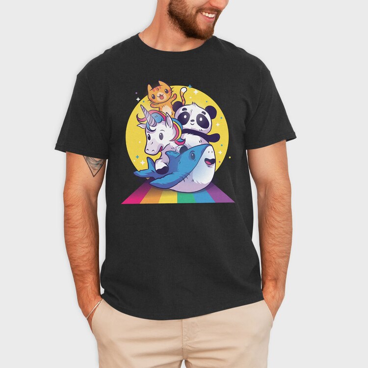 Rainbow Cute Animals, Tricou Barbati (Unisex)