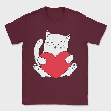 Cat Holding Heart, Tricou Barbati (Unisex)
