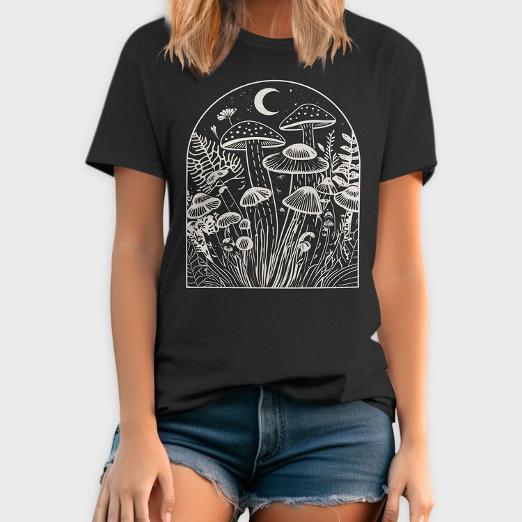 Mushrooms Moon Monochrome, Tricou Barbati (Unisex)