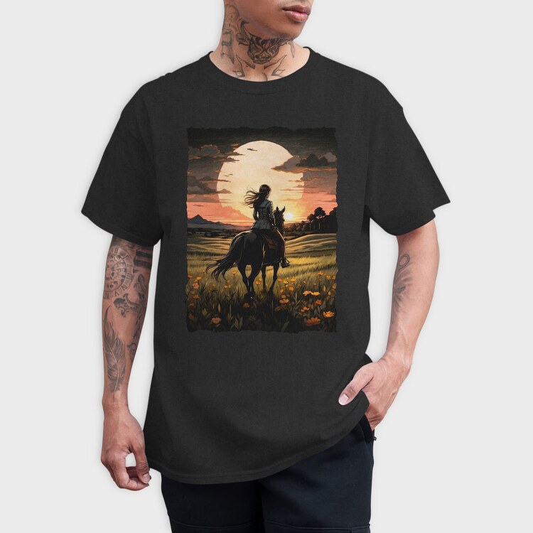 Rider Girl on Horse, Tricou Barbati (Unisex)