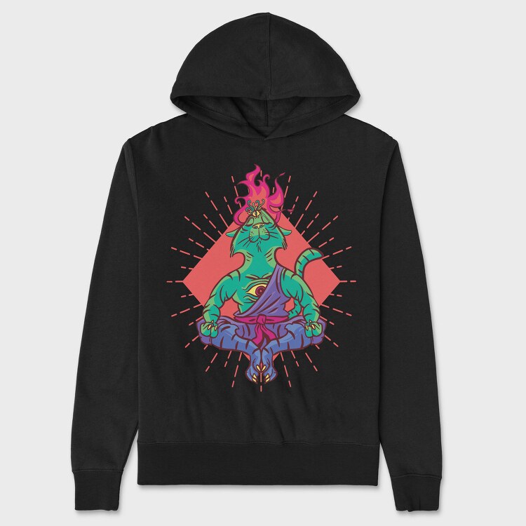 Yoga Cat, Hanorac Oversize Barbati (Unisex)