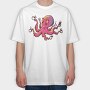 Octopus With Coffee Cups, Tricou Oversize Barbati (Unisex)