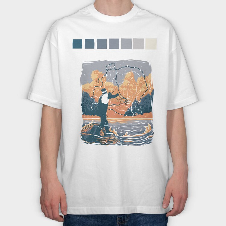 Fisherman Fish Net, Tricou Oversize Barbati (Unisex)