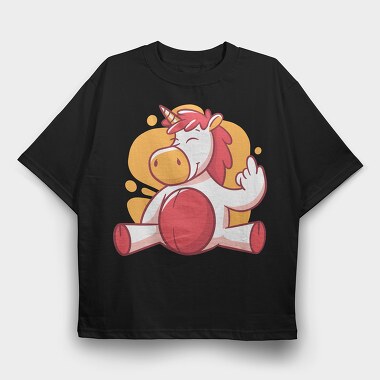 Unicorn Middle Finger, Tricou Oversize Barbati (Unisex)