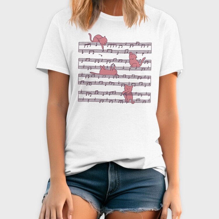 Music Sheet Cats, Tricou Barbati (Unisex)