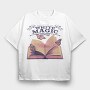 Open Book And Butterflies White Magic Tote, Tricou Oversize Barbati (Unisex)