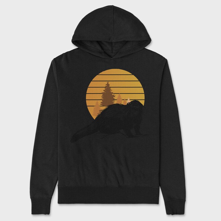 Otter In Sunset, Hanorac Oversize Barbati (Unisex)