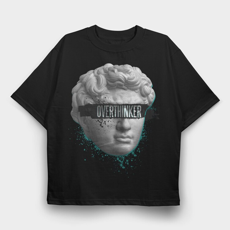 Overthinker Statue Head, Tricou Oversize Barbati (Unisex)