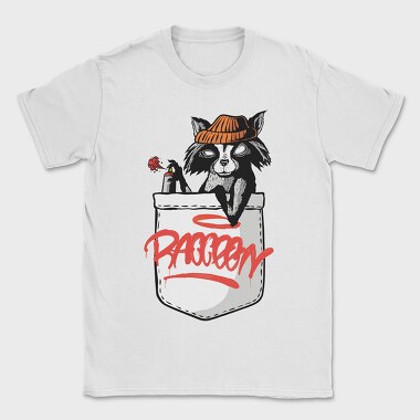 Raccoon Pocket, Tricou Barbati (Unisex)