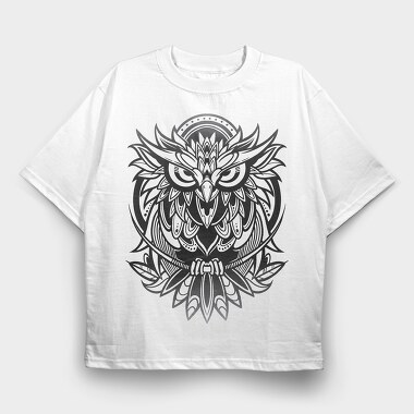 Owl Bird Animal Tribal, Tricou Oversize Barbati (Unisex)