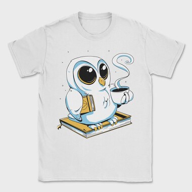 Owl With Books And Coffee Cute, Tricou Barbati (Unisex)