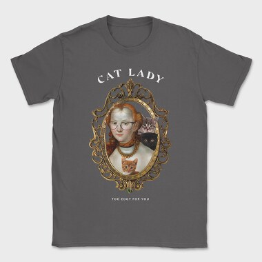 Painting Of Woman In Mirror Cat Lady, Tricou Barbati (Unisex)