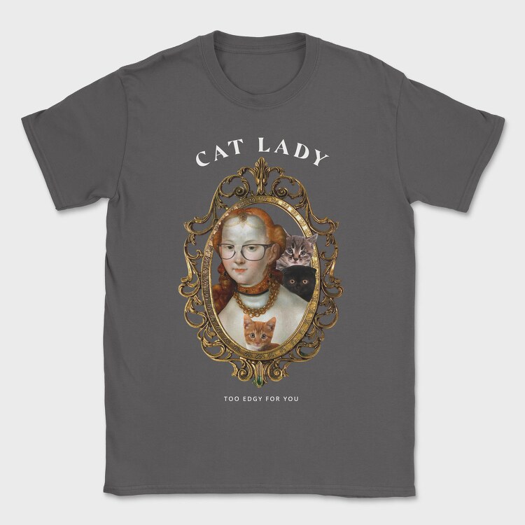Painting Of Woman In Mirror Cat Lady, Tricou Barbati (Unisex)