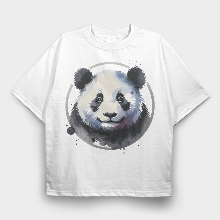 Panda Watercolor Mug, Tricou Oversize Barbati (Unisex)