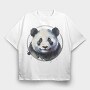 Panda Watercolor Mug, Tricou Oversize Barbati (Unisex)