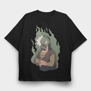 Mona Lisa Mask, Tricou Oversize Barbati (Unisex)