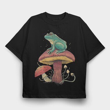 Mushroom Frog, Tricou Oversize Barbati (Unisex)
