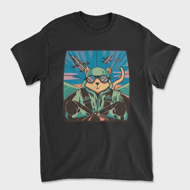 Airplane Cat, Tricou Barbati (Unisex)