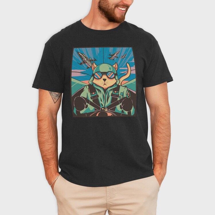 Airplane Cat, Tricou Barbati (Unisex)