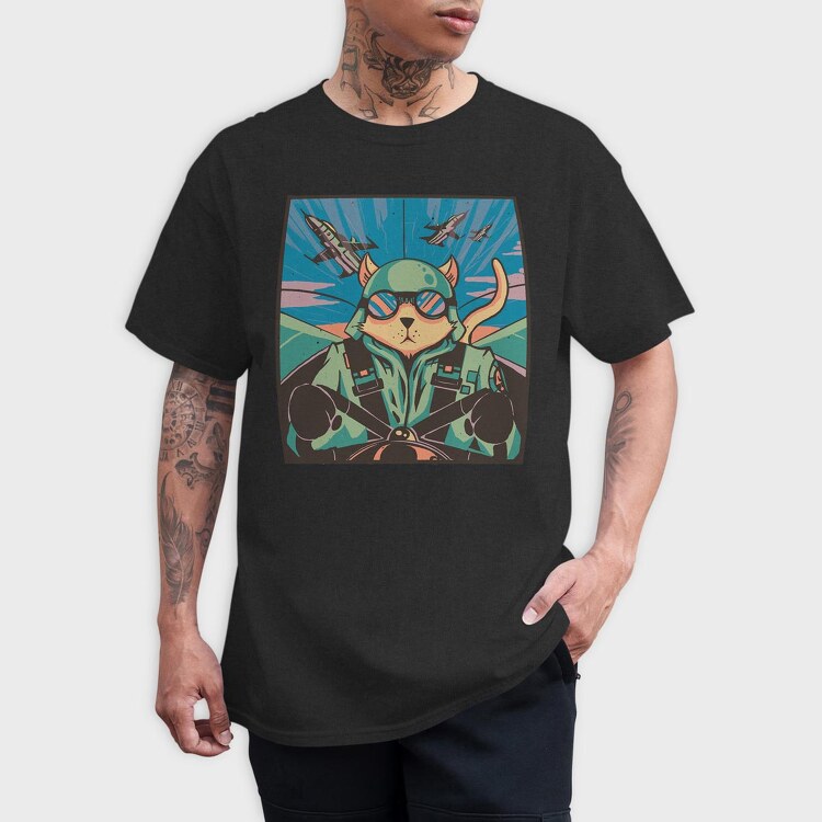 Airplane Cat, Tricou Barbati (Unisex)