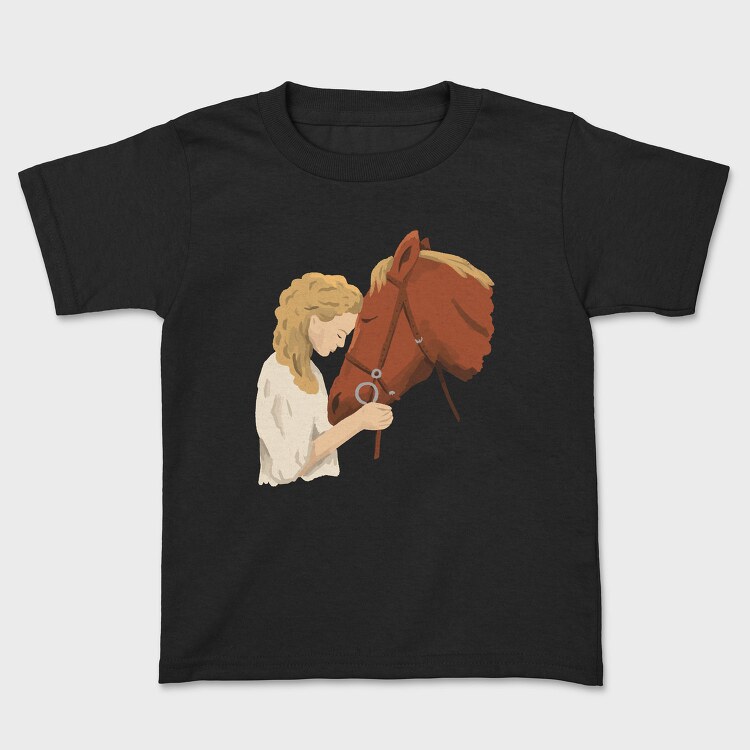 Girl Horse Watercolor, Tricou Copii